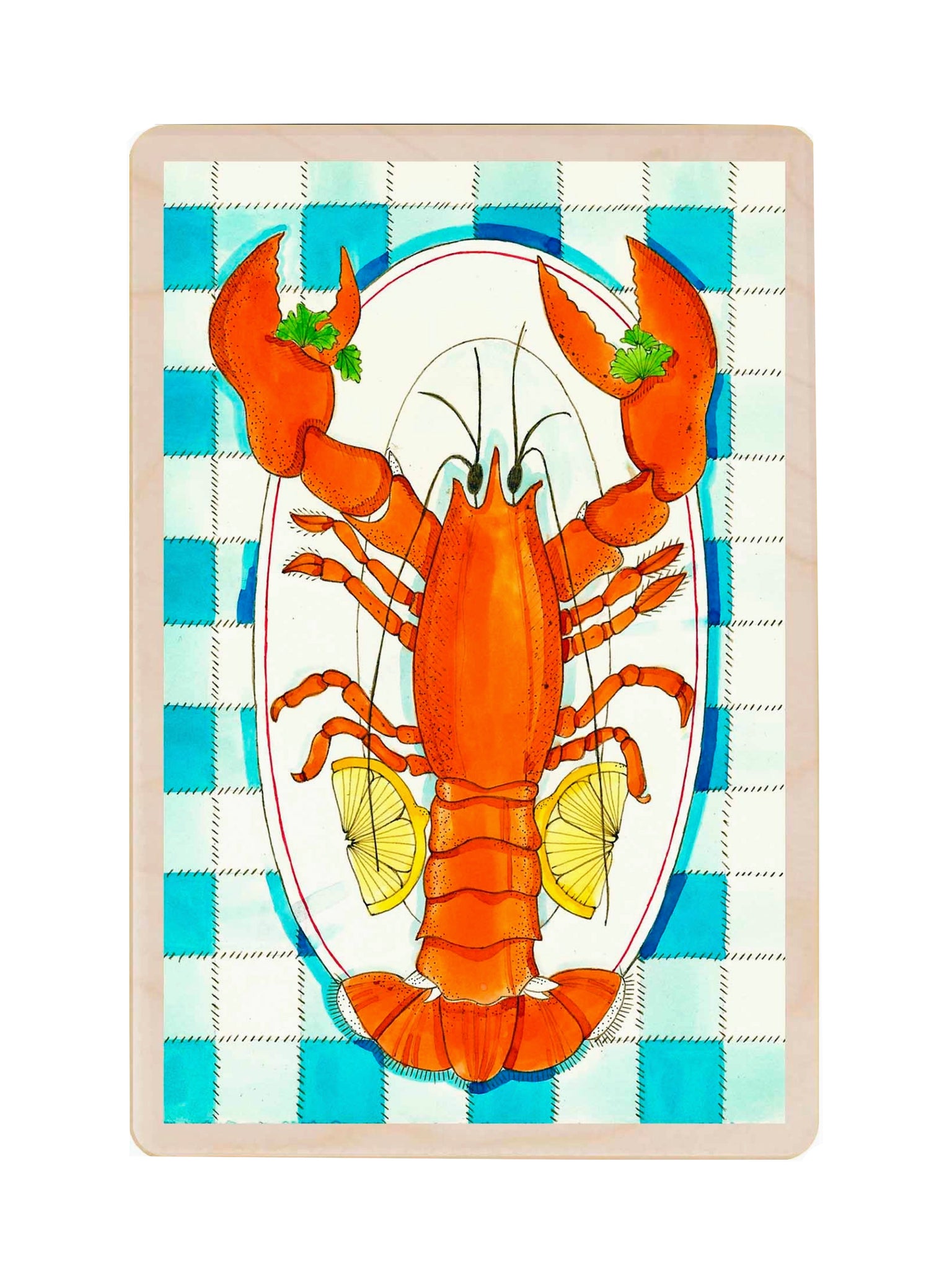 Lobster Dinner Wooden Postcard Weston Table
