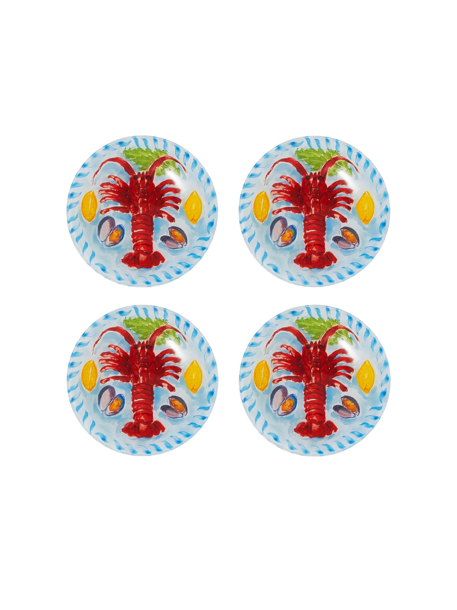 Lobster Watercolor Glass Plate Set Weston Table