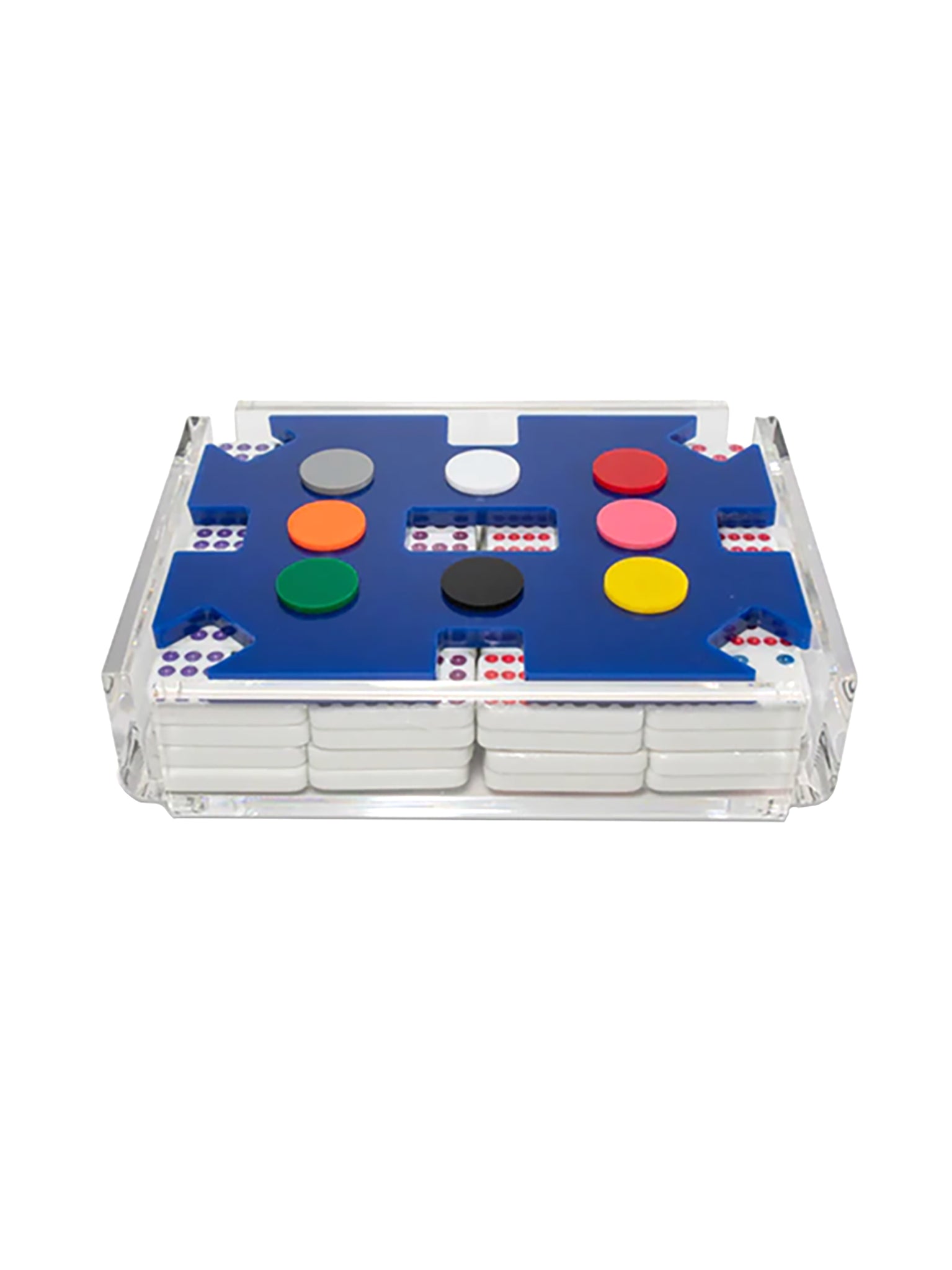 Luxe Mexican Train Dominoes Set Blue Weston Table