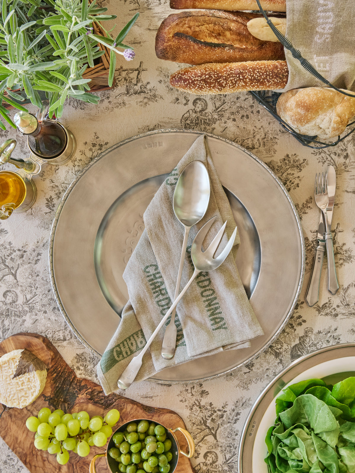 MATCH Pewter Antique Serving Fork and Spoon Weston Table