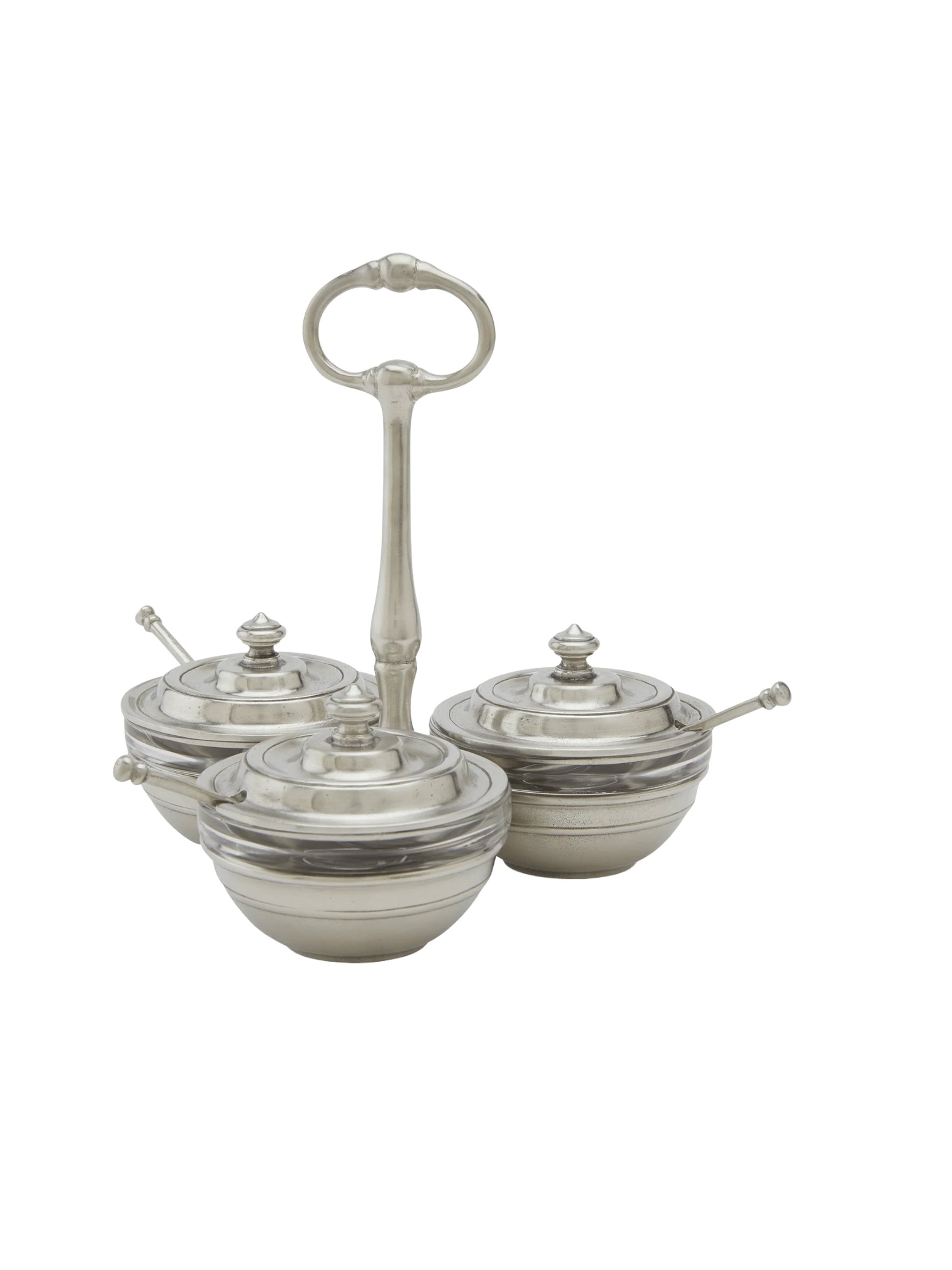 MATCH Pewter Condiment Caddy Set with Lids & Spoons Weston Table SP