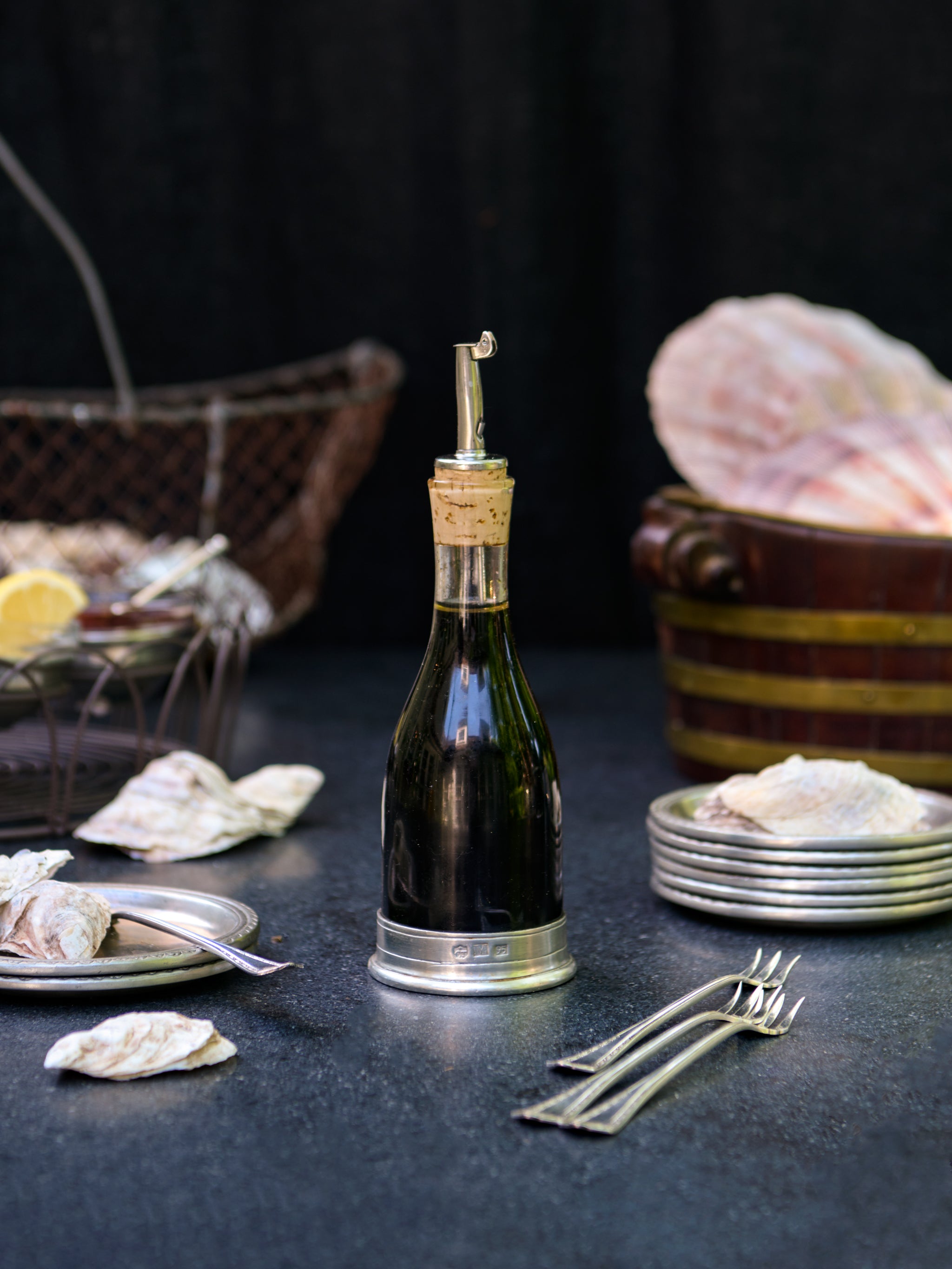 MATCH Pewter Cruet with Cork Dispenser