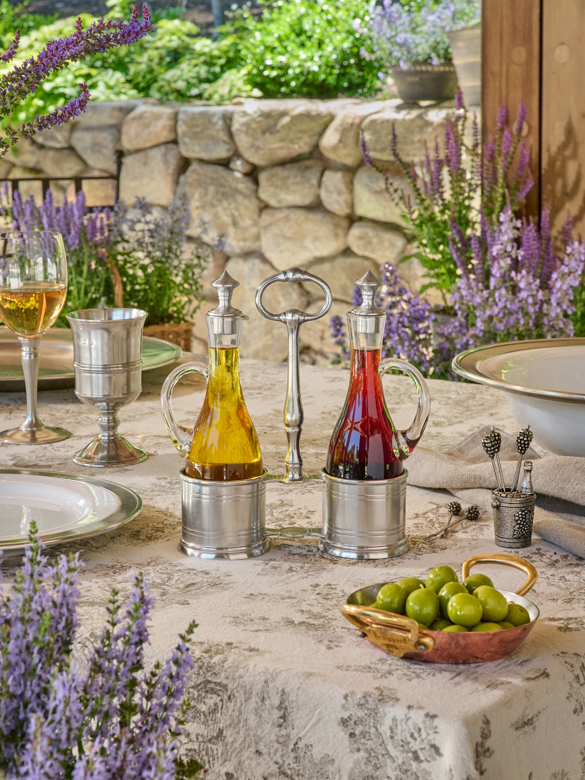 MATCH Pewter Oil and Vinegar Set with Pewter Tops