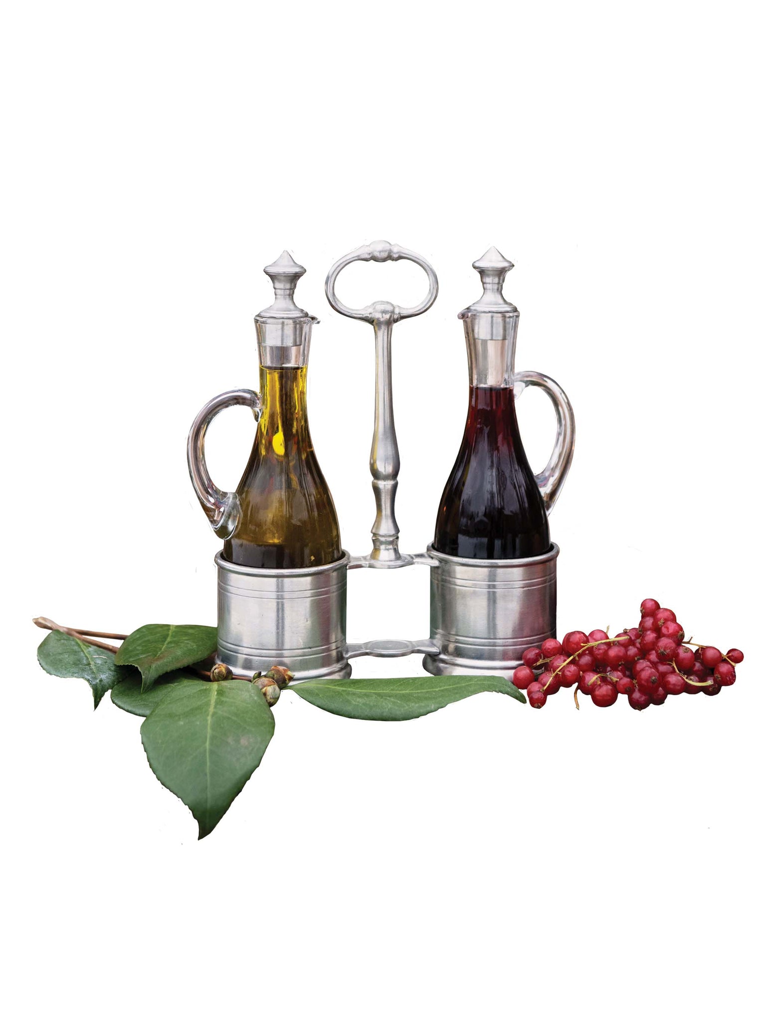 MATCH Pewter Oil and Vinegar Set with Pewter Tops Weston Table