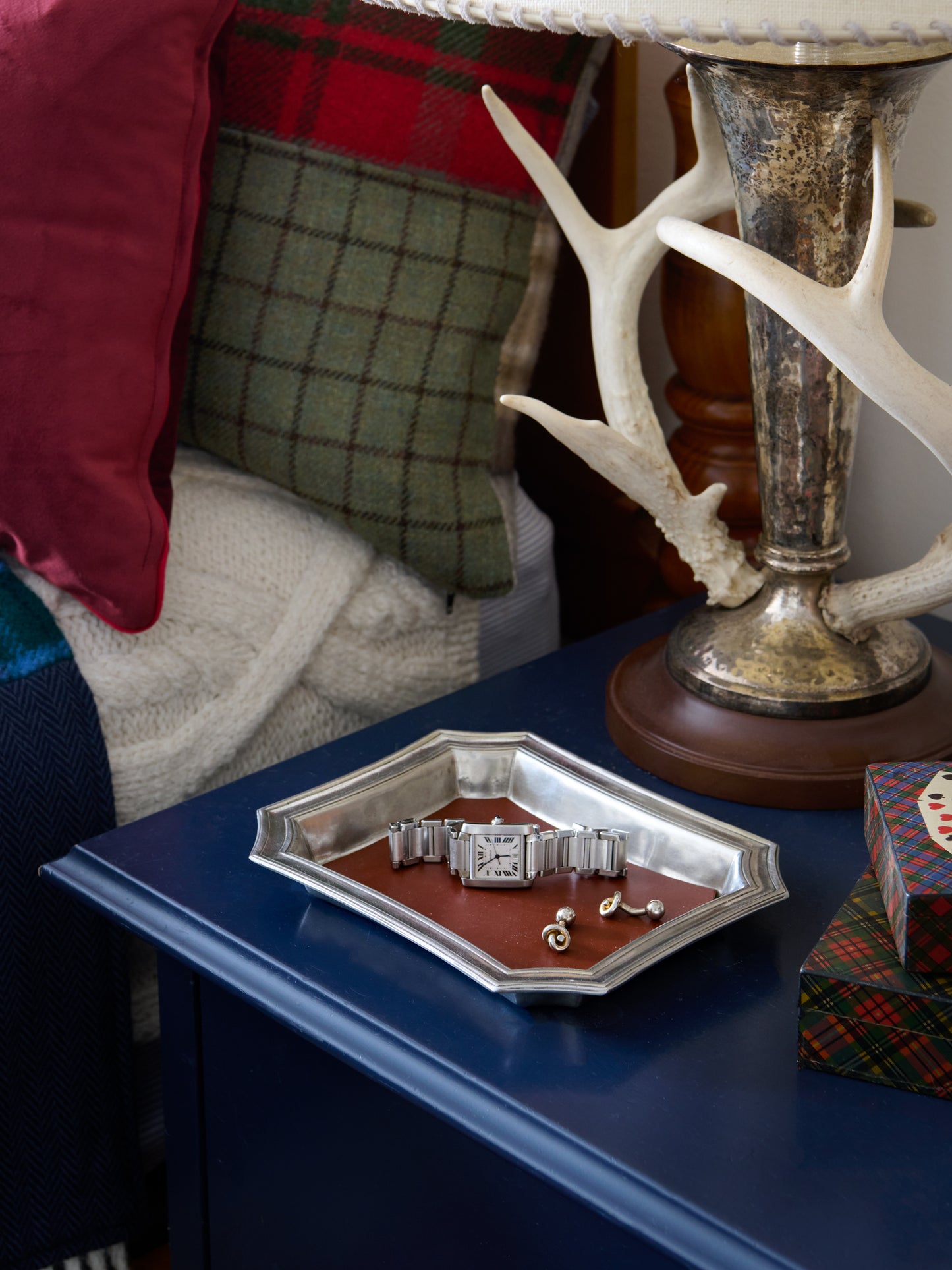 MATCH Pewter Pocket Change Tray with Leather Insert Weston Table