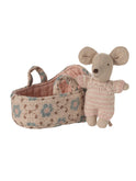 Maileg Baby Mouse in Carry Cot Rose Weston Table