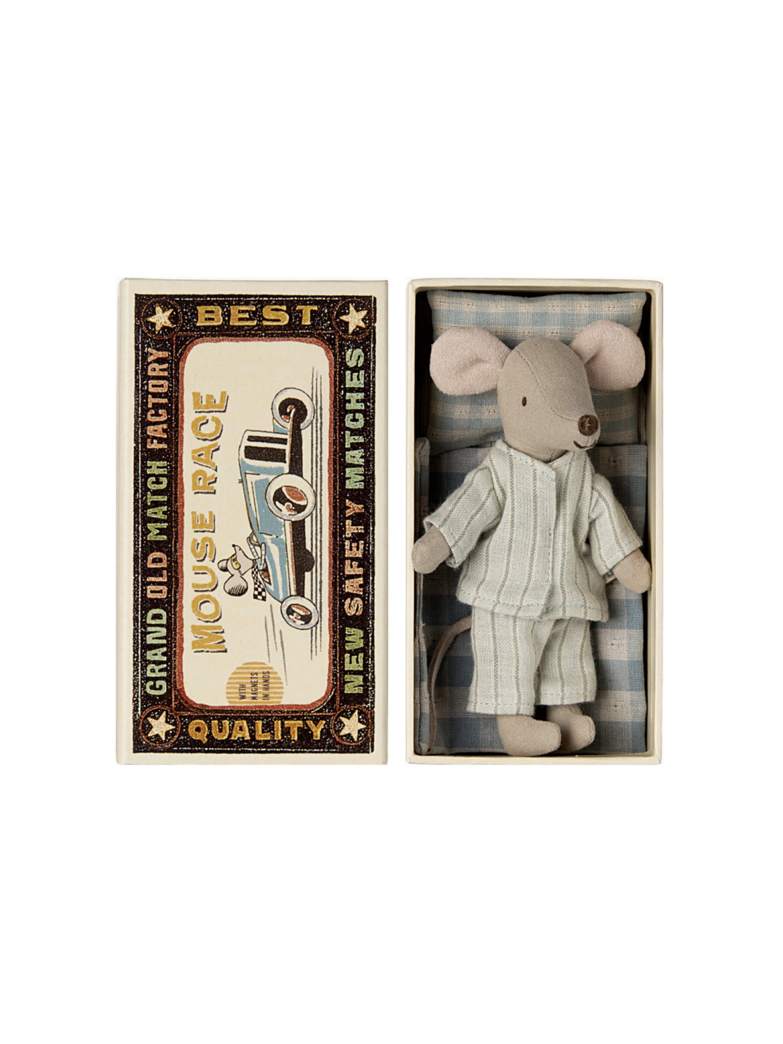 Maileg Big Brother Mouse in Matchbox Pajamas Weston Table