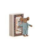 Maileg Big Brother Pajama Mouse in Matchbox Weston Table