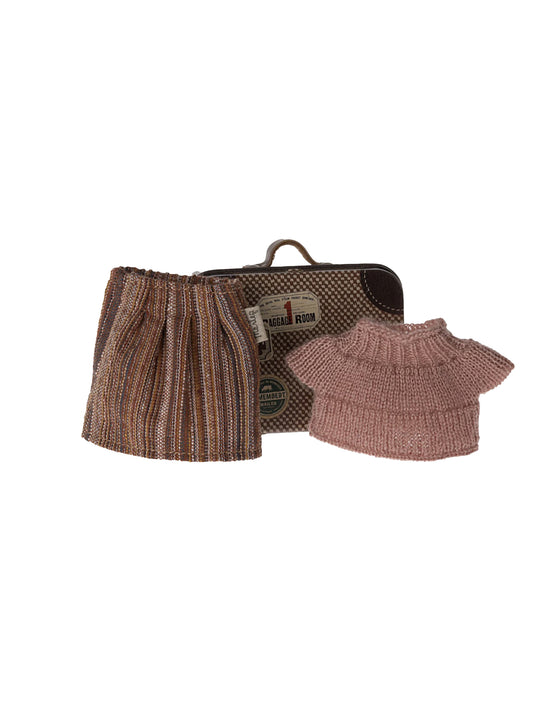 Maileg Knitted Blouse and Skirt in Suitcase Grandma Mouse