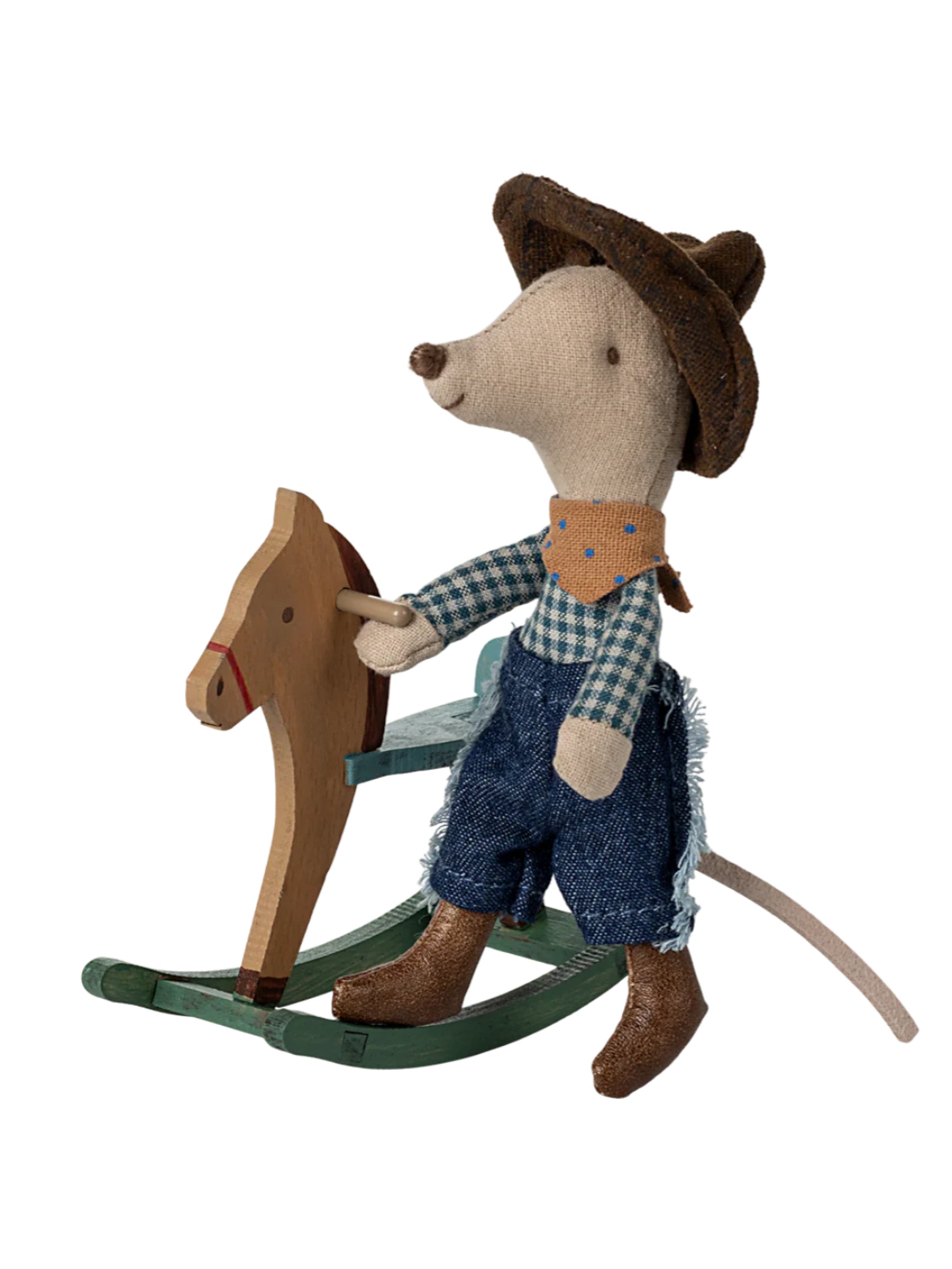 Maileg Cowboy Little Brother Mouse On Rocking Horse Weston Table