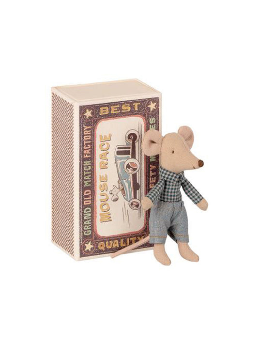 Maileg Little Brother Mouse in Matchbox Weston Table