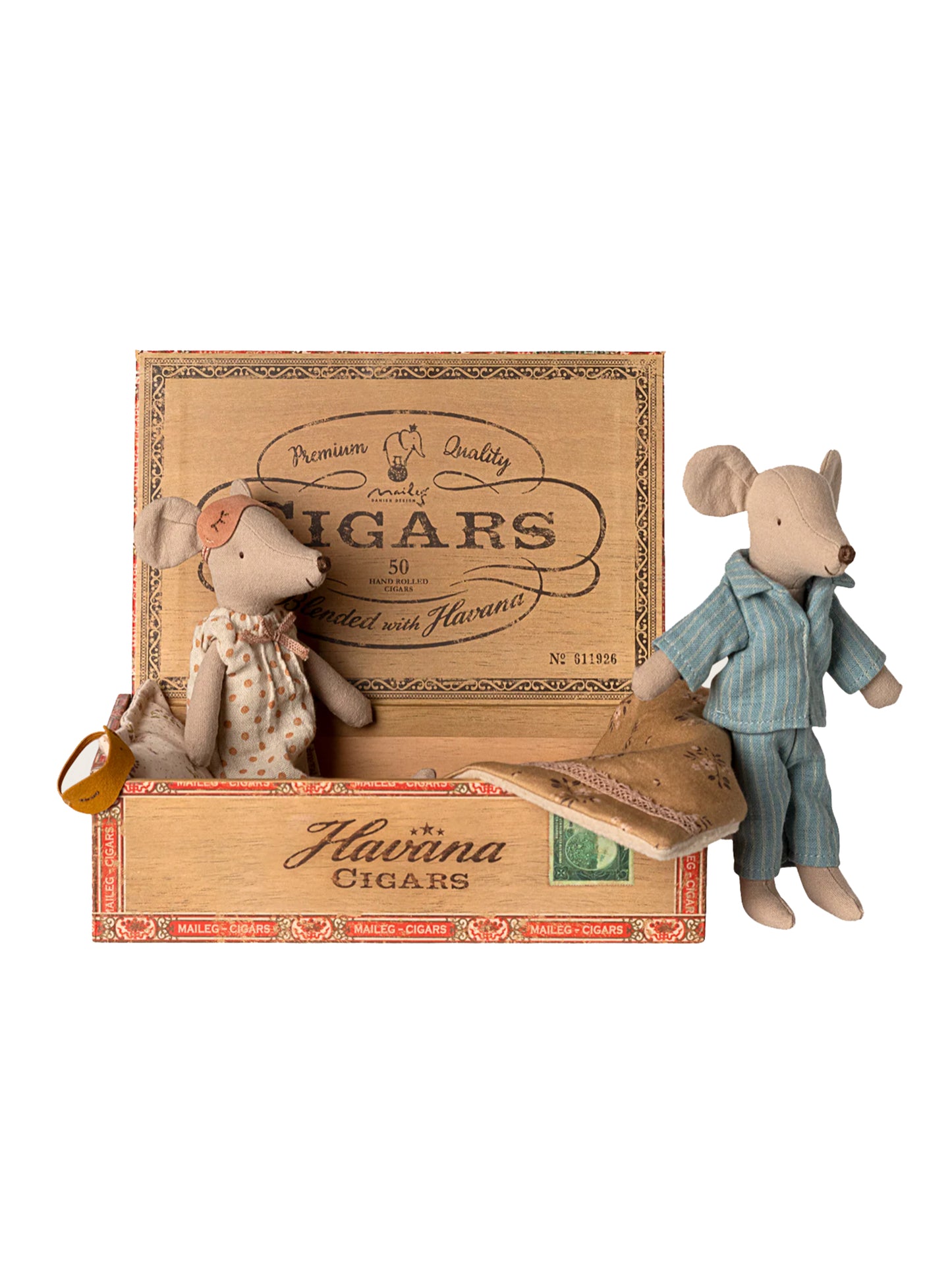 Maileg Mum & Dad Mice in Cigar Box Weston Table