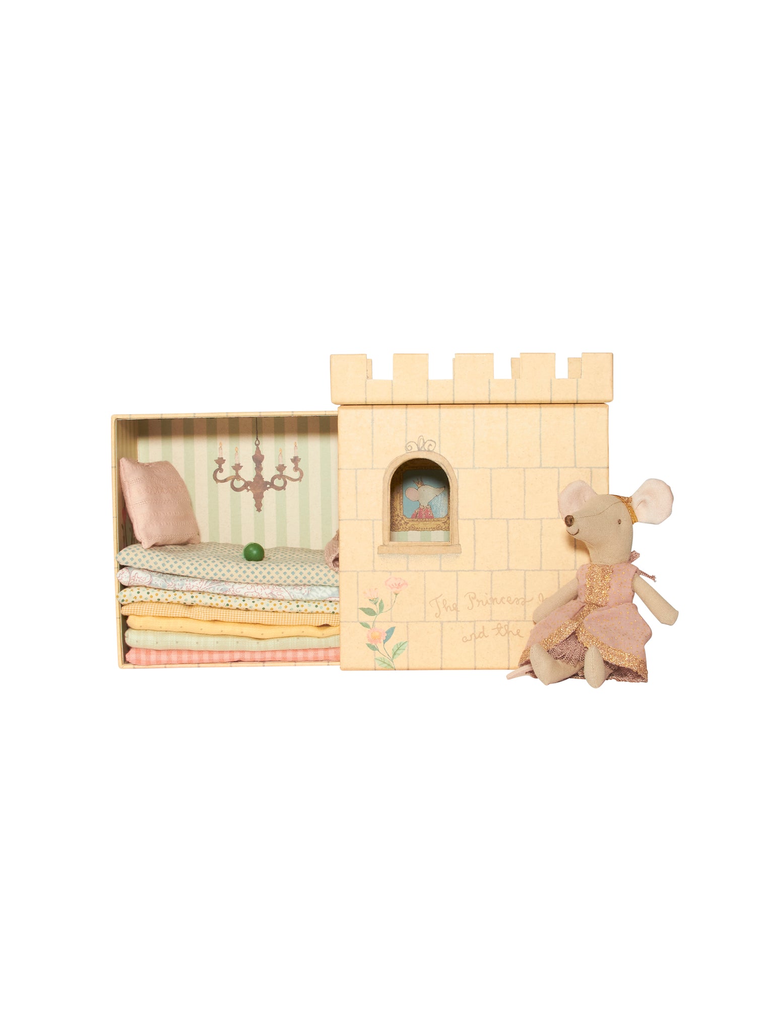 Maileg Princess and the Pea Big Sister Mouse in Pink Dress Weston Table
