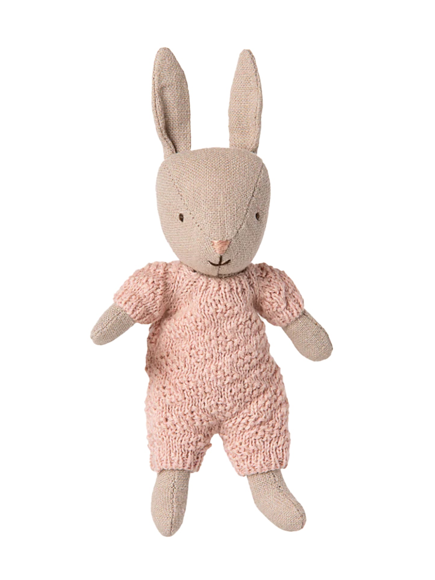 Maileg Rabbit Micro Sand Pink  Knitted Suit Weston Table