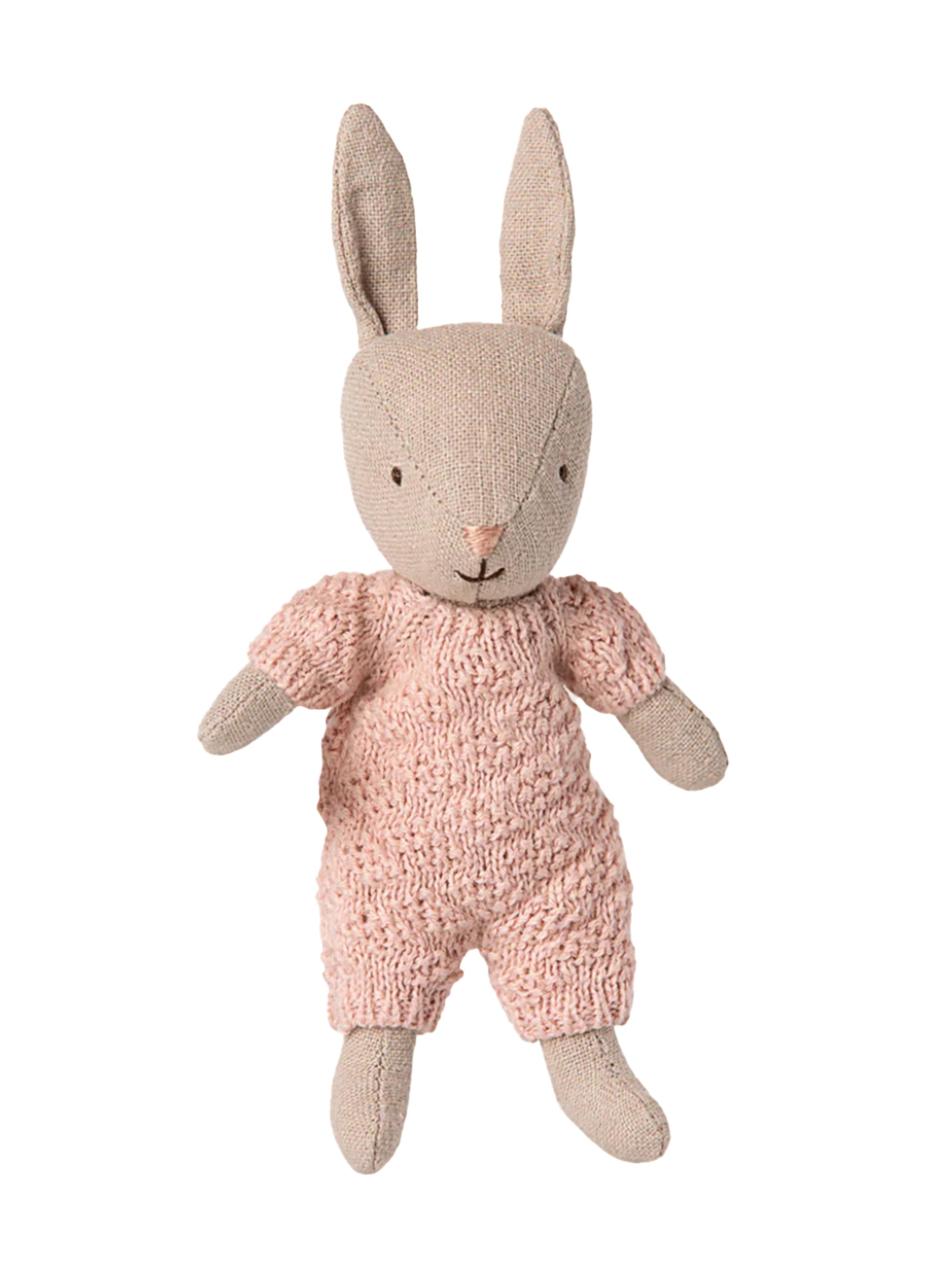 Maileg Rabbit Micro Sand Pink  Knitted Suit Weston Table