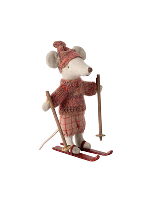  Maileg Winter Mouse Big Sister Rose with Skis Weston Table SP 