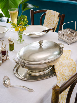  MATCH Pewter Footed Oval Tureen with Handles Weston Table 