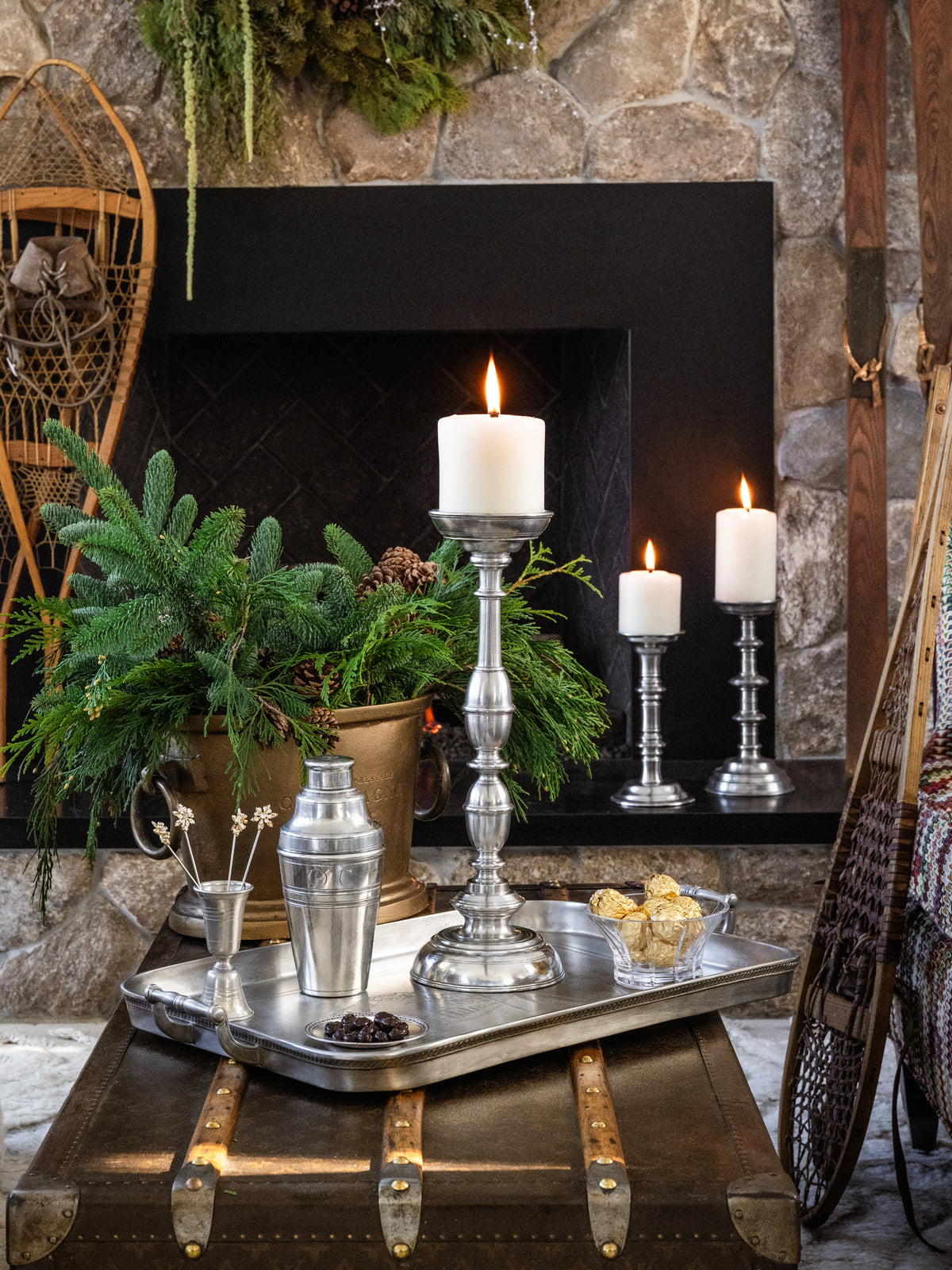 MATCH Pewter Siena Pillar Candlestick Weston Table