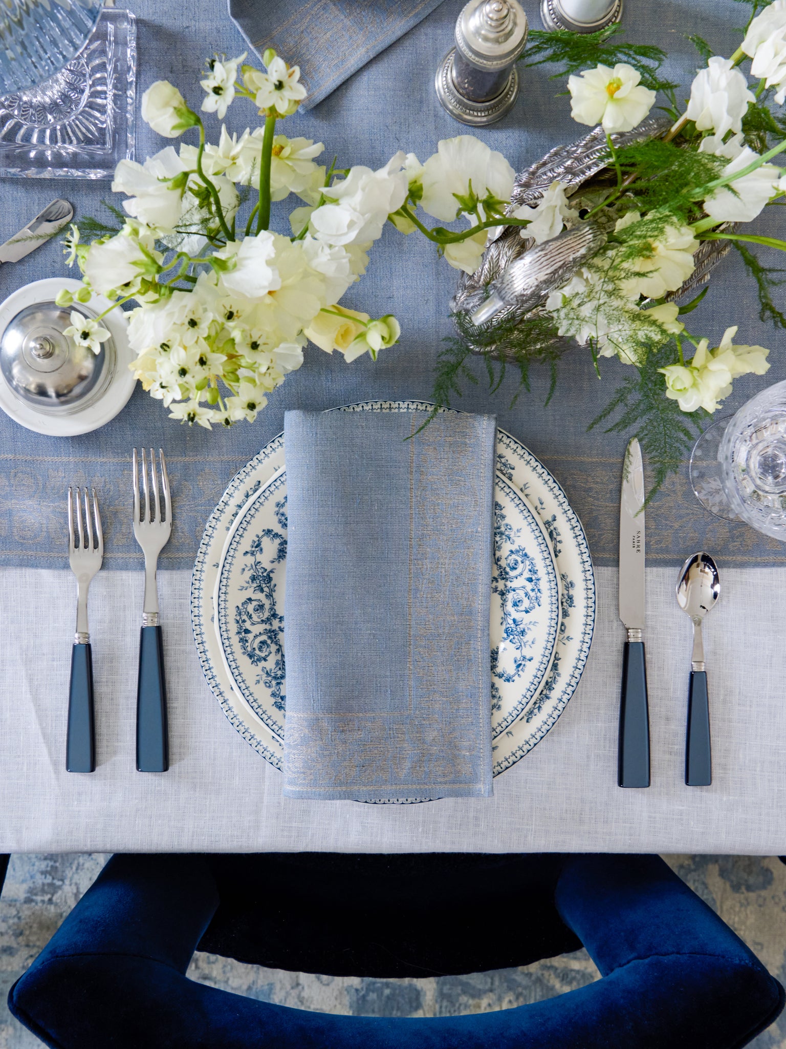 Medici Blue Linen Collection Weston Table