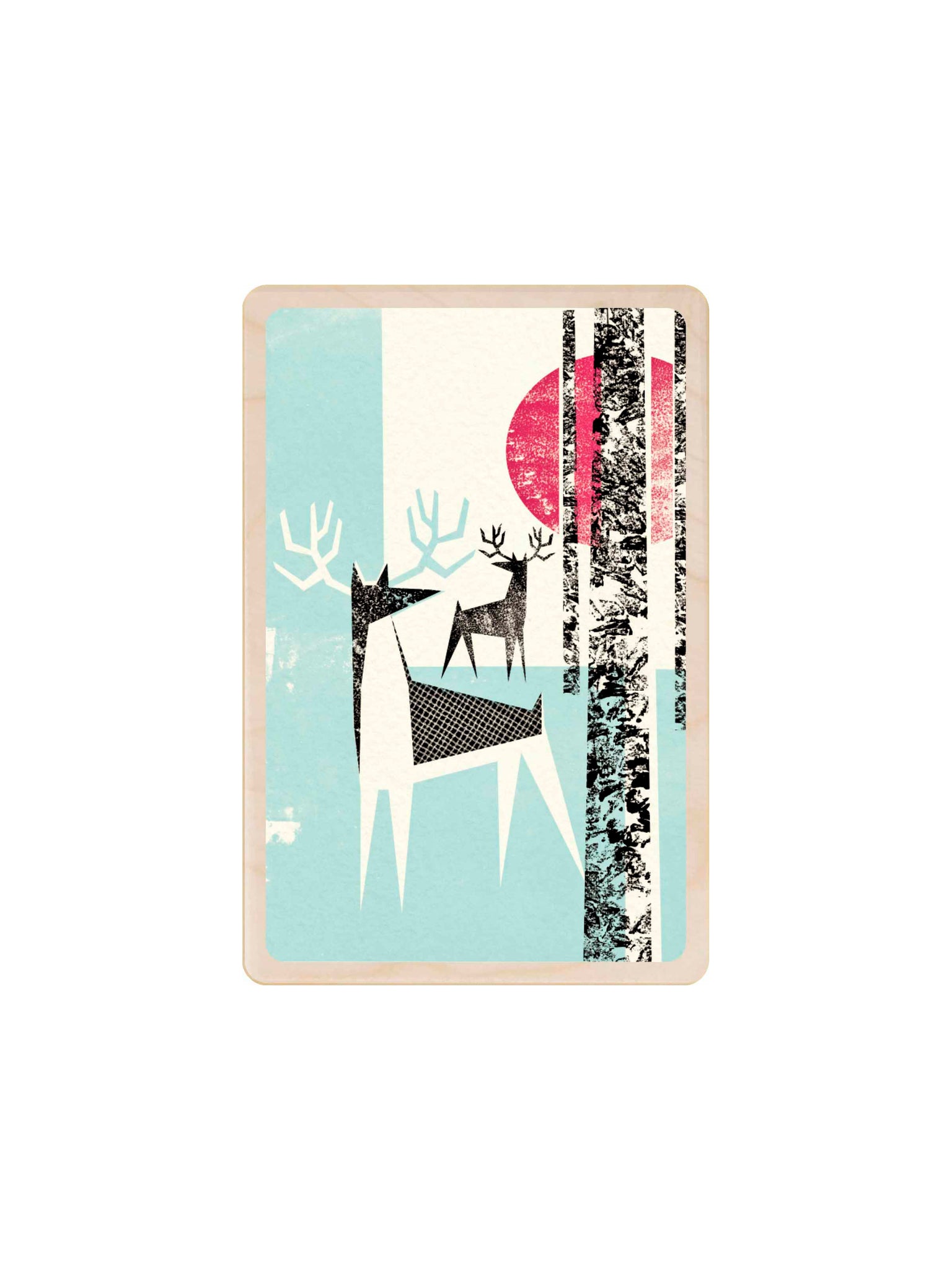 Mid Winter Stags Wooden Postcard Weston Table