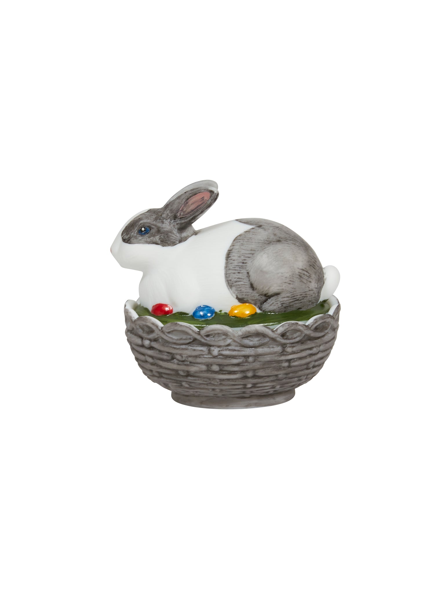 Mosser Glass Black and White Bunny on Nest Dish Weston Table