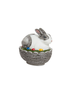  Mosser Glass Black and White Bunny on Nest Dish Weston Table 