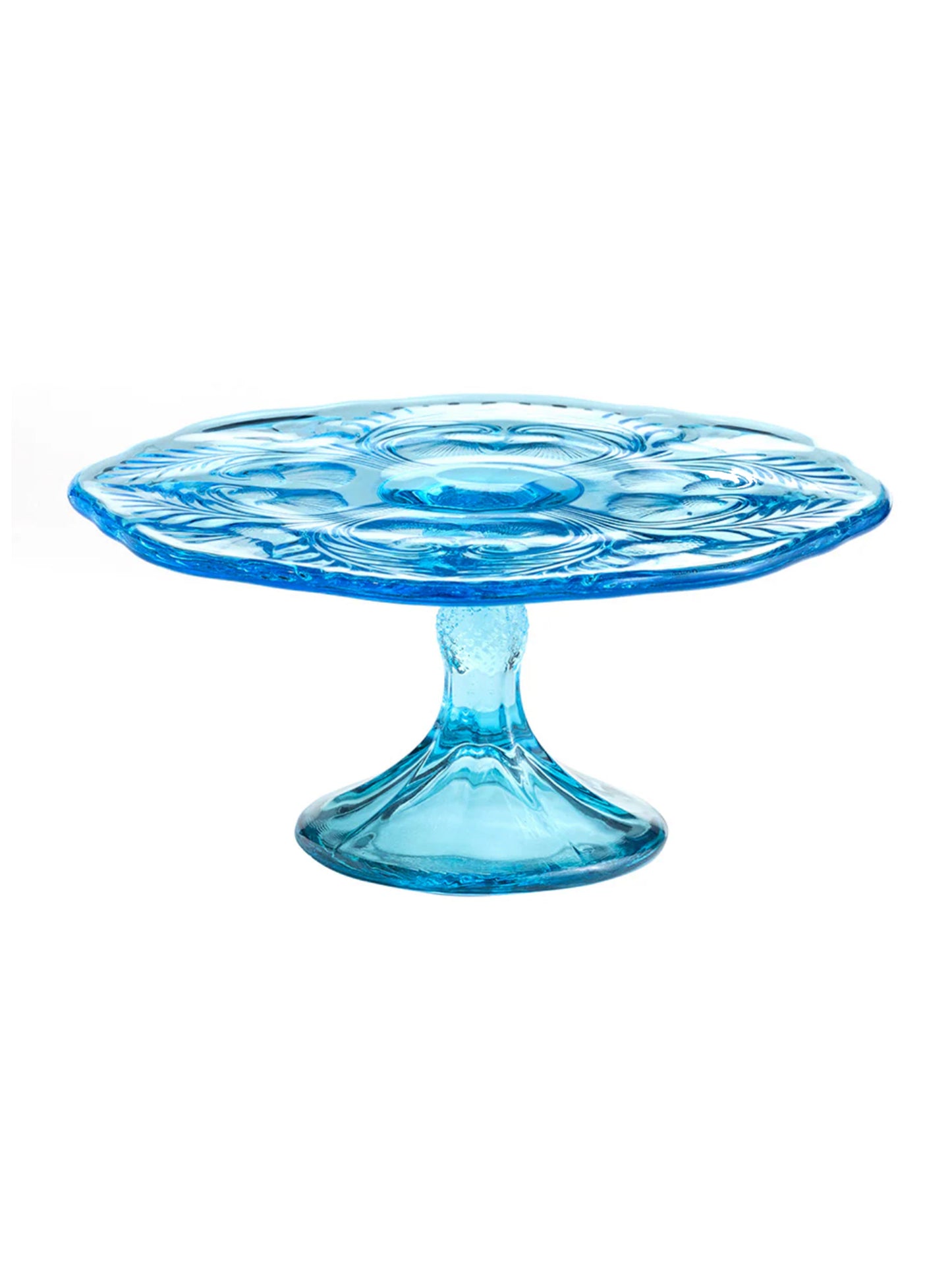 Mosser Glass Blue Thistle Cake Plate Large Weston Table