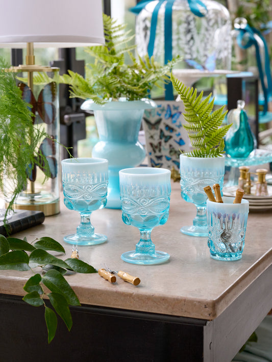 Mosser Glass Eye Winker Goblet Set Weston Table