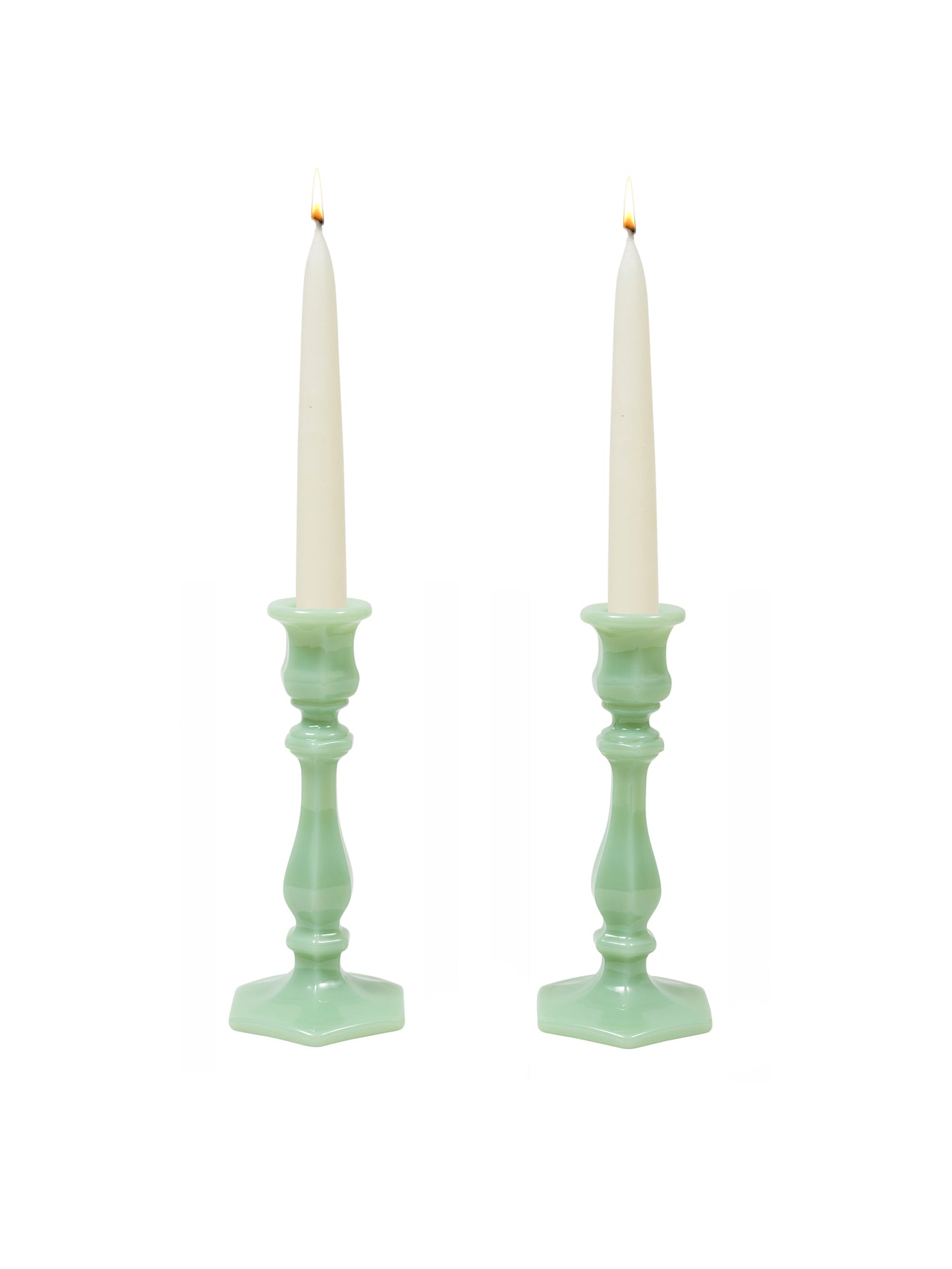 Mosser Glass Jade Candlestick Pair Weston Table