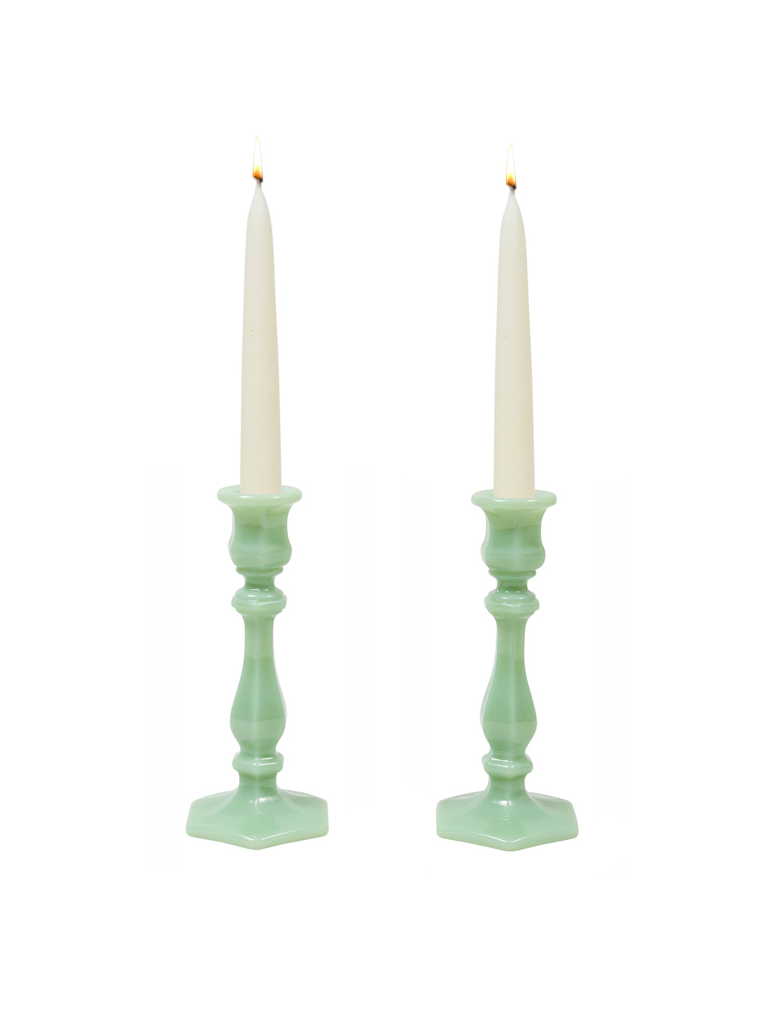 Mosser Glass Jade Candlestick Pair Weston Table