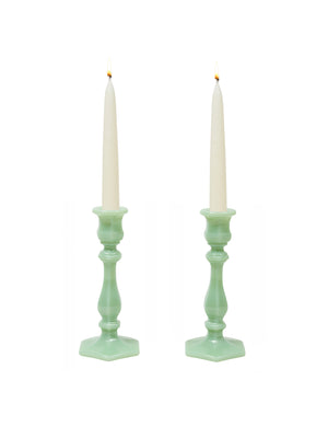  Mosser Glass Jade Candlestick Pair Weston Table 