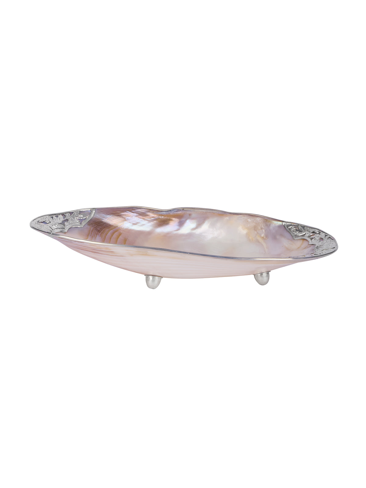 Mother of Pearl Bowl with Silver Trim Weston Table