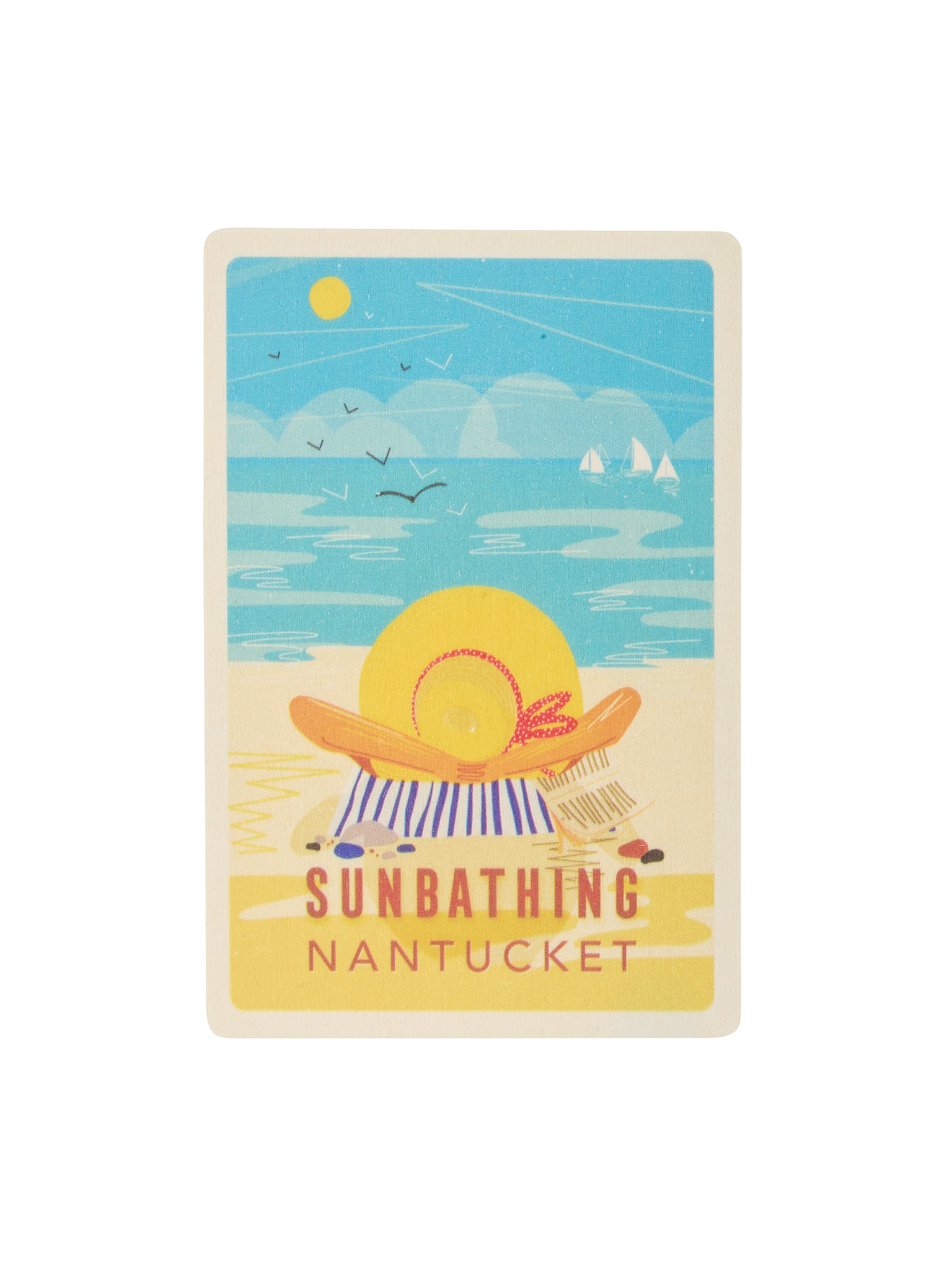 Nantucket Sunbathing Wooden Postcard Weston Table