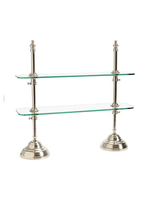 Nickel Plated Glass Two Tier Serving Stand Weston Table 