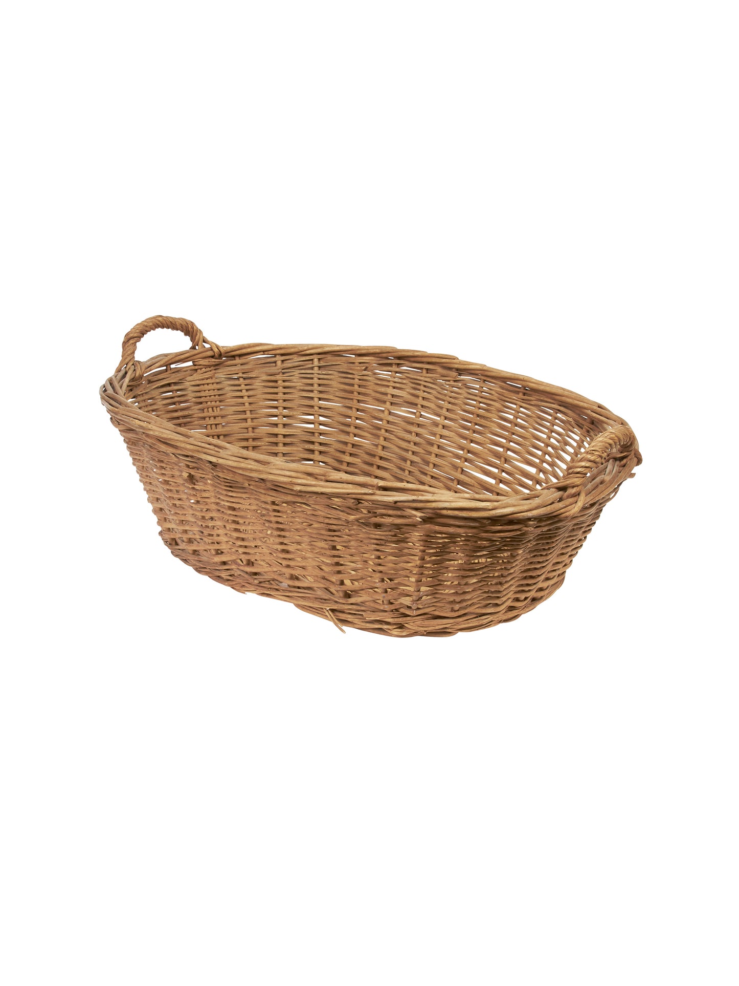 Vintage Mid Century French Wicker Laundry Oval Basket