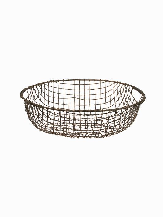 Vintage 1940s French Oval Wire Garden Basket