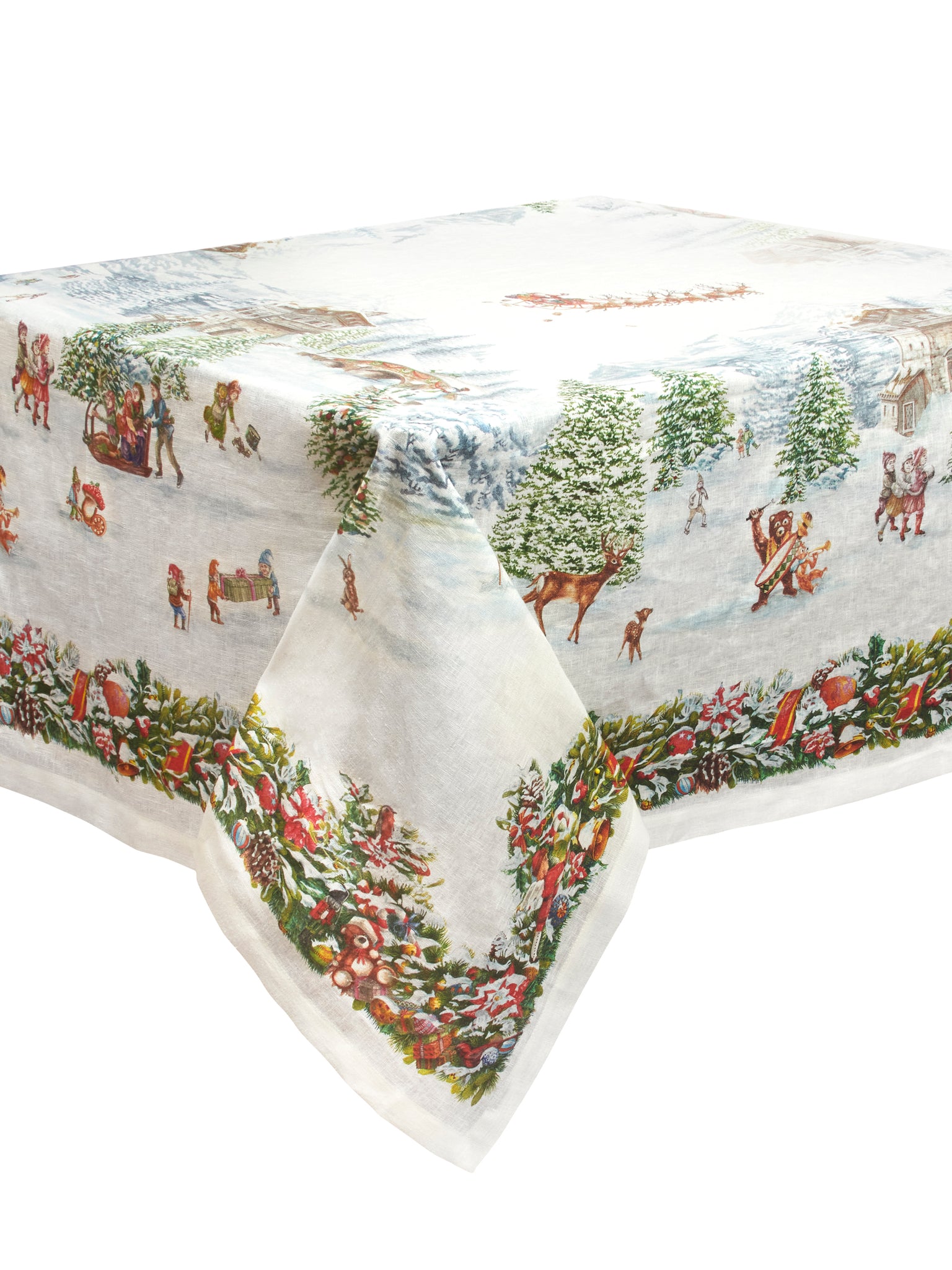 Noel Woodland Christmas Tablecloth 67 Inch Square Weston Table