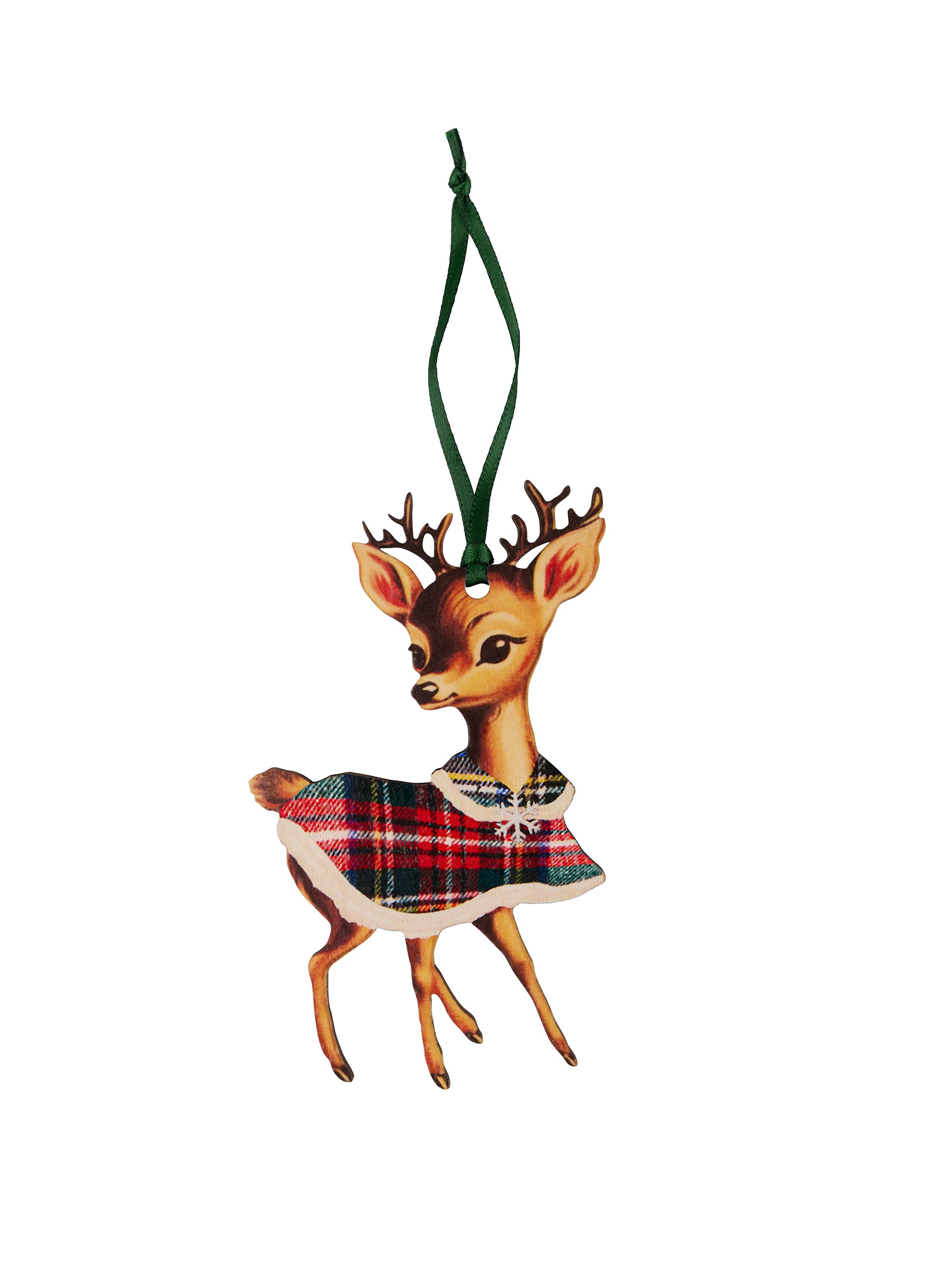 Nostalgic Deer Ornament Fur Trimmed Tartan Cape Weston Table