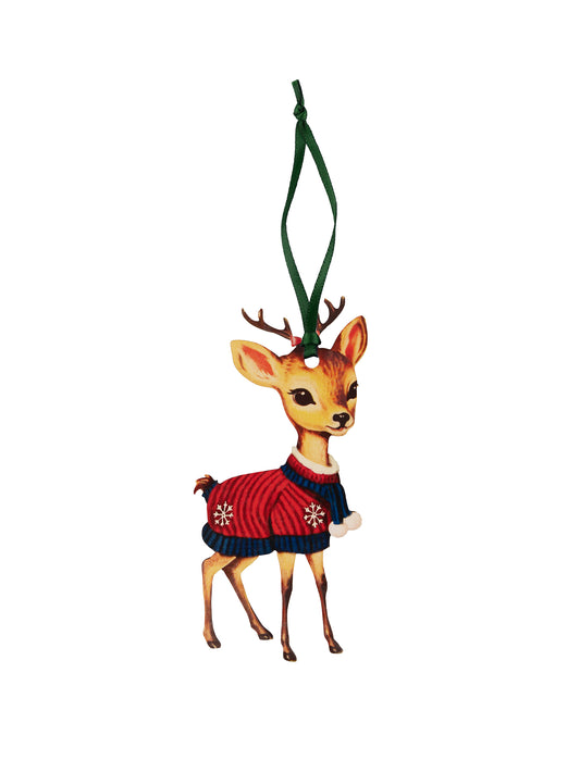 Nostalgic Deer Ornament Red Snowflake Sweater Weston Table