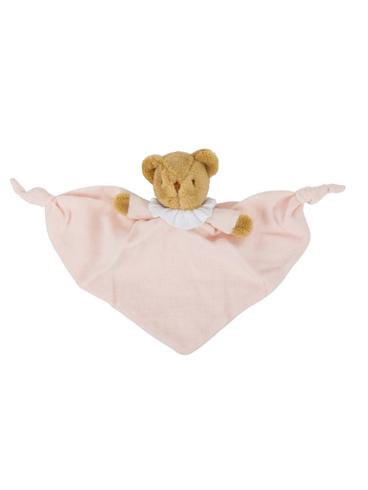 Organic Cotton Pink Teddy Bear Cuddly Toy with Rattle