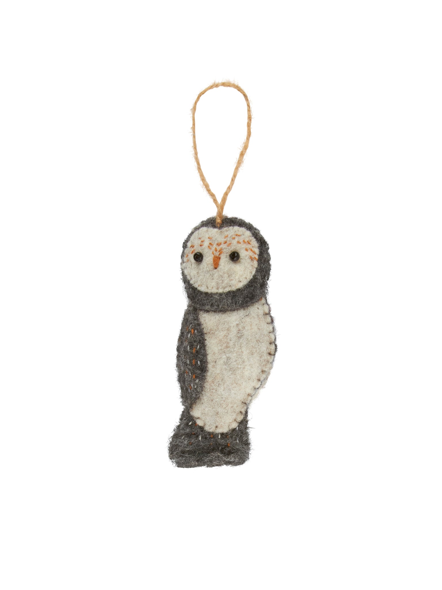 Owl Hand Stitched Felt Ornaments Grey Weston Table