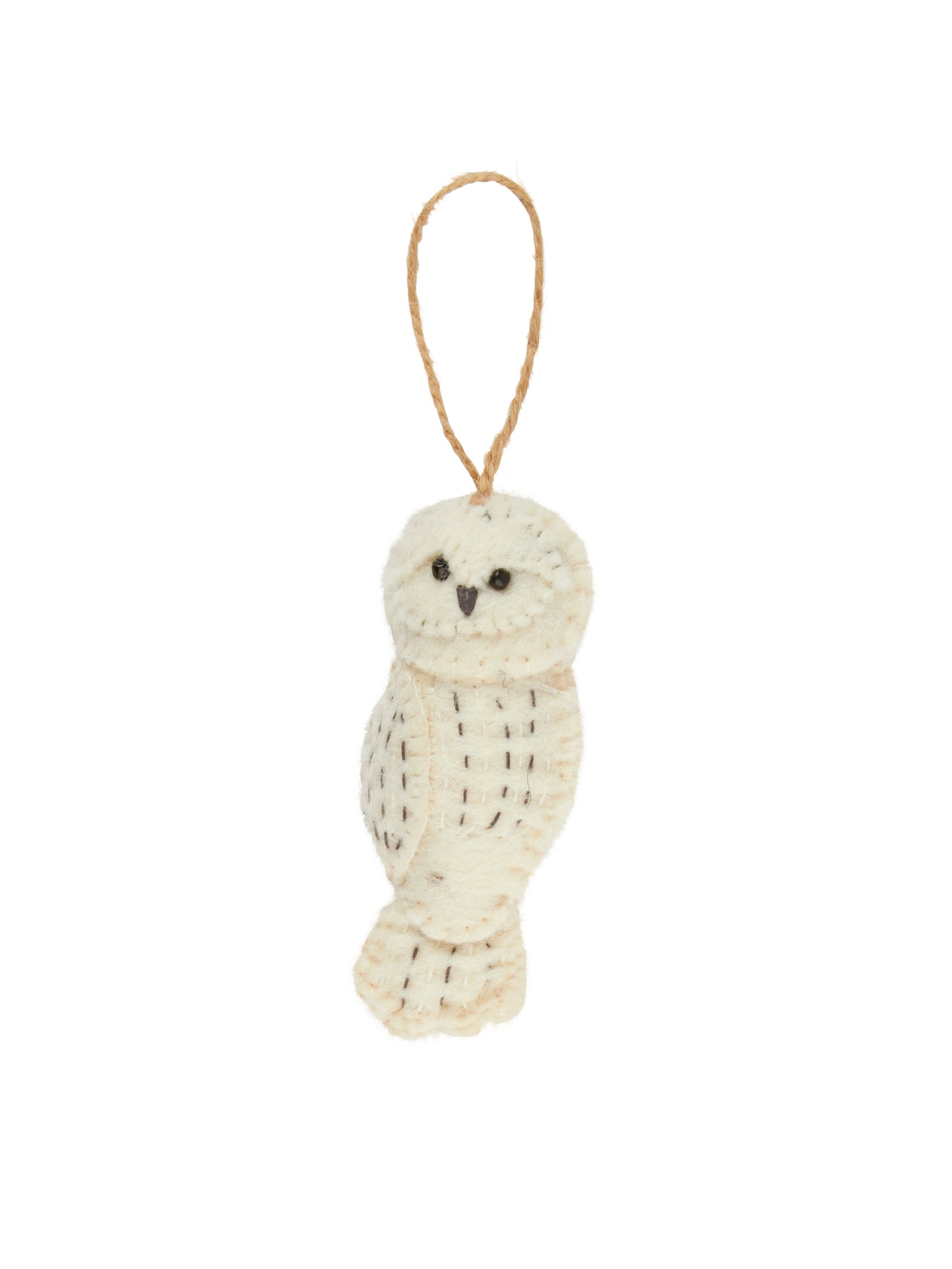 Owl Hand Stitched Felt Ornaments White Weston Table