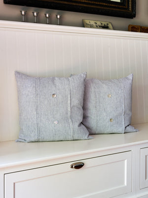  Oxford Stripe Button Pillow Weston Table 