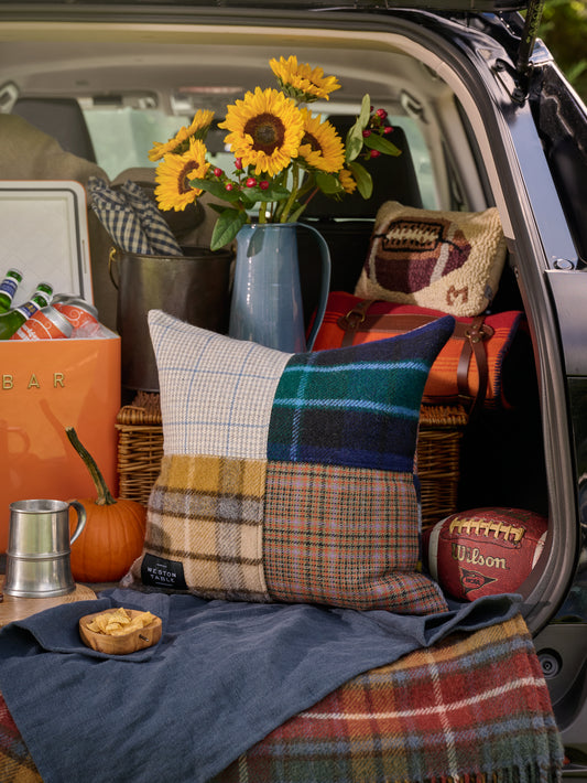 Patchwork Tartan and Tweed Pillow Weston Table