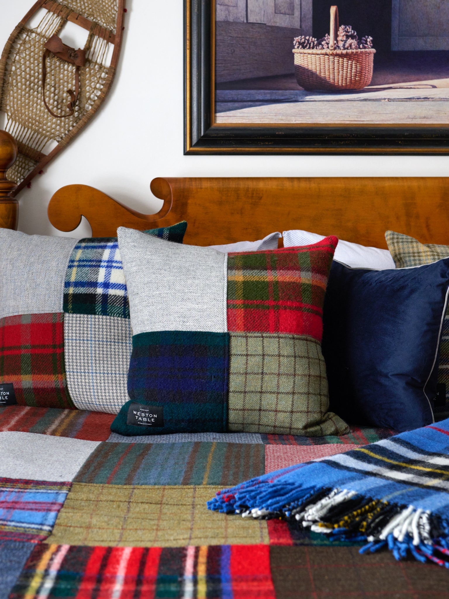 Patchwork Tartan and Tweed Pillow Weston Table