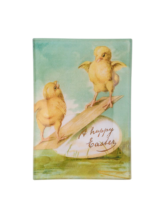 Peeps Balancing Act Easter Decoupage Glass Tray Weston Table