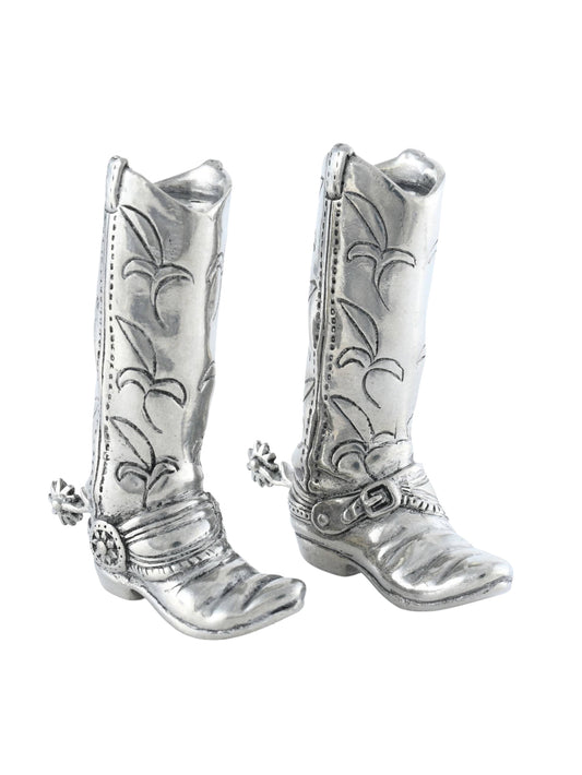 Pewter Cowboy Boot Salt and Pepper Set Weston Table