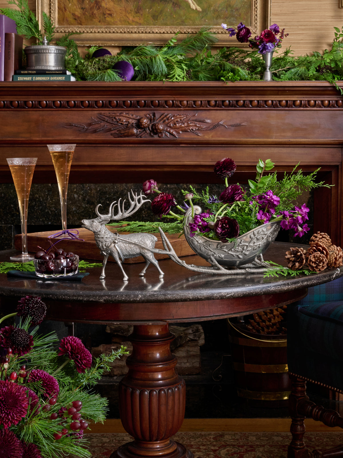 Reindeer Pewter Sleigh Centerpiece Weston Table