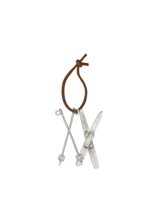 Pewter Skis and Poles Ornament Weston Table