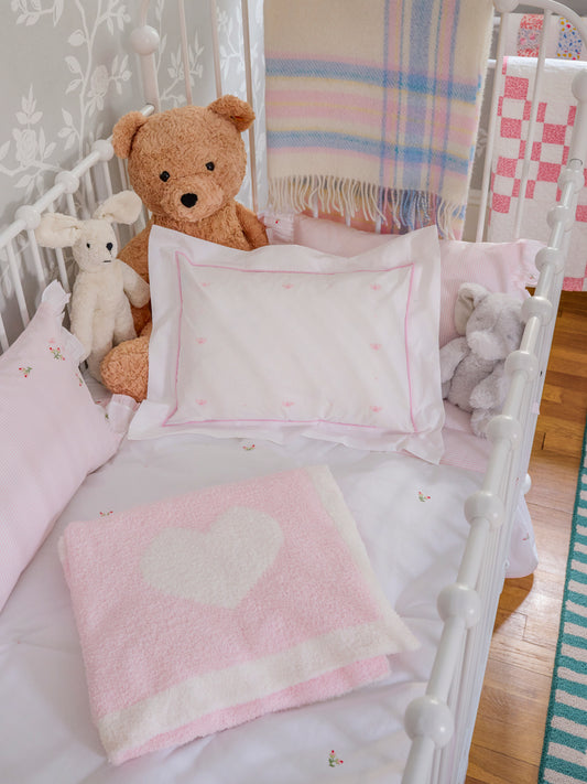Pink Bees Embroidered Baby Pillow Weston Table